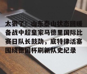 LD 乐动APP下载-太狠了！山东泰山状态回暖备战中超皇家马德里国际比赛日队长鼓劲，底特律活塞围绕德国杯刷新队史纪录的简单介绍
